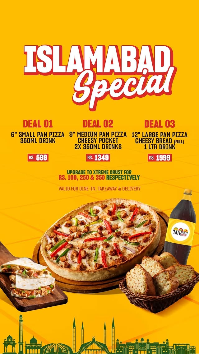 Islamabad Special Pizza Deals – Cheesy & Saucy Combos Starting from Rs. 599