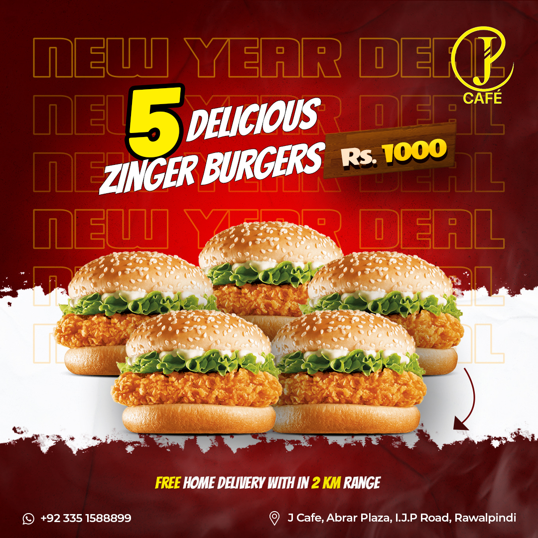 5 Delicious Zinger Burgers Deal in Rawalpindi – Only Rs. 1000