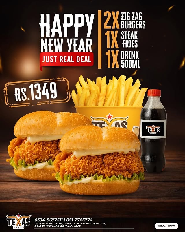 Happy New Year Crazy Deal at Texas Fries Islamabad – Crunchy Fries Offer 2026