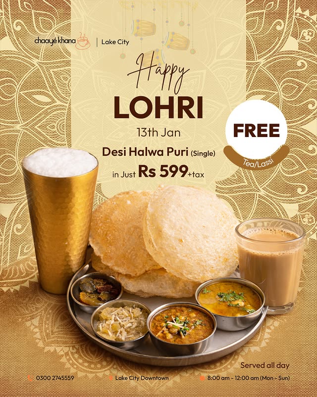 Lohri Special Deal – Desi Halwa Puri for Rs. 599 at Chaaye Khana Lake City