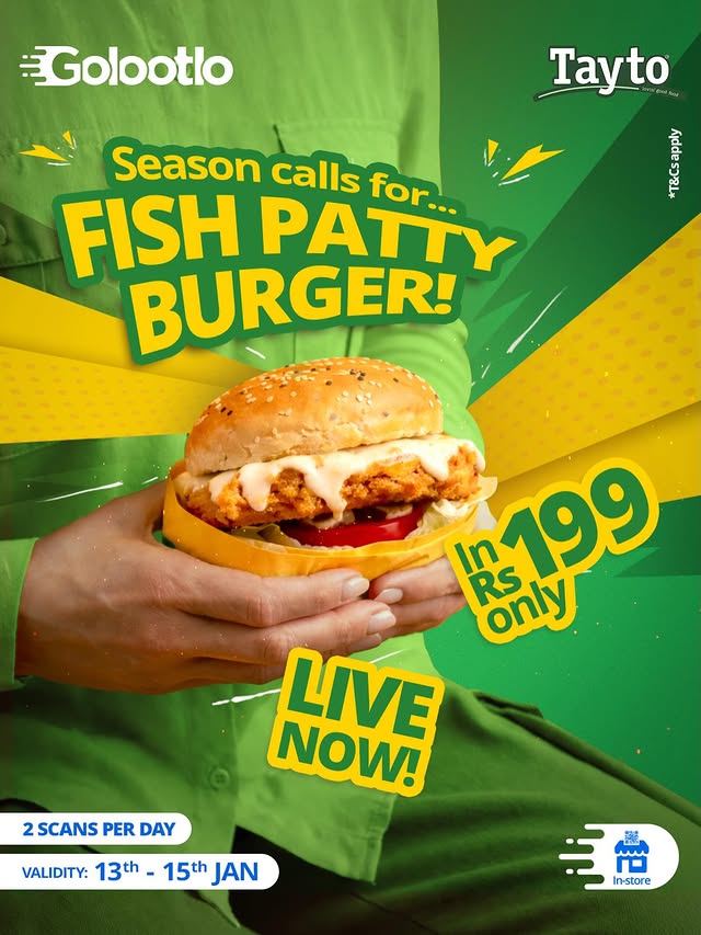 Fish Patty Burger Deal – Enjoy Seasonal Fish Burger for Just Rs. 199