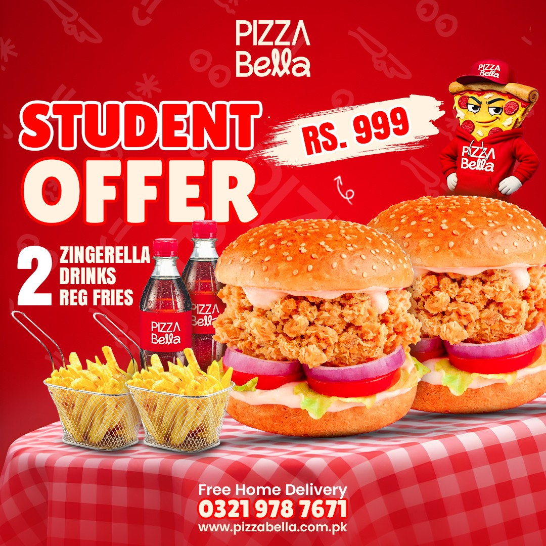Student Offer – 2 Zingerella Burgers Combo for Rs. 999