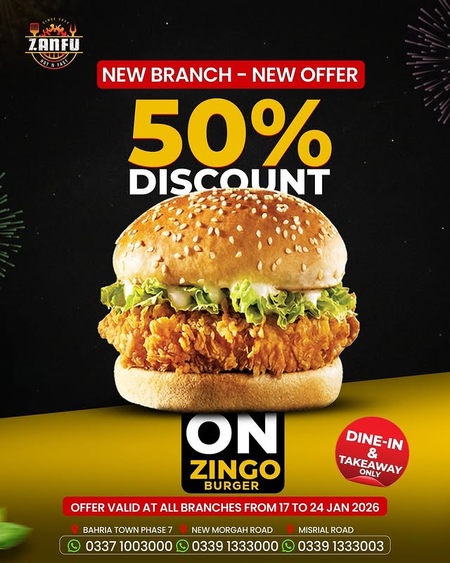 Zanfu Zingo Burger Grand Opening Deal – 50% OFF Zingo Burger