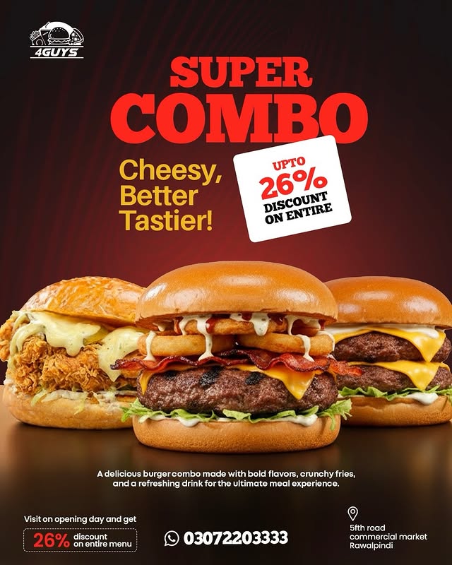 Super Combo Deal – Burgers, Fries & Drinks at 26% OFF