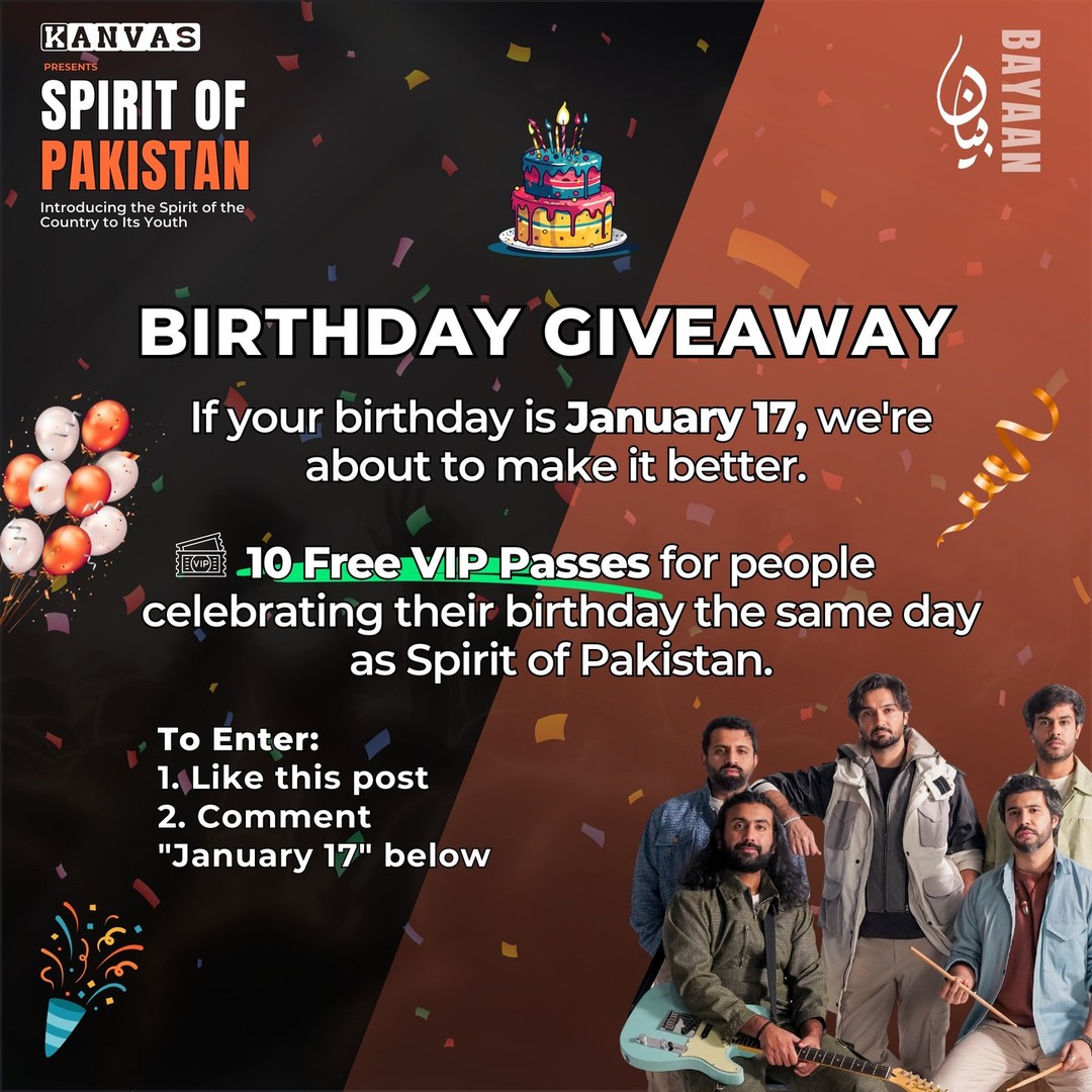 Birthday Giveaway – 10 Free VIP Passes for January 17 Birthdays at Spirit of Pakistan