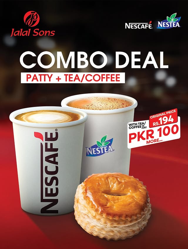 Jalal Sons Combo Deal – Patty + Tea or Coffee for Just Rs. 294