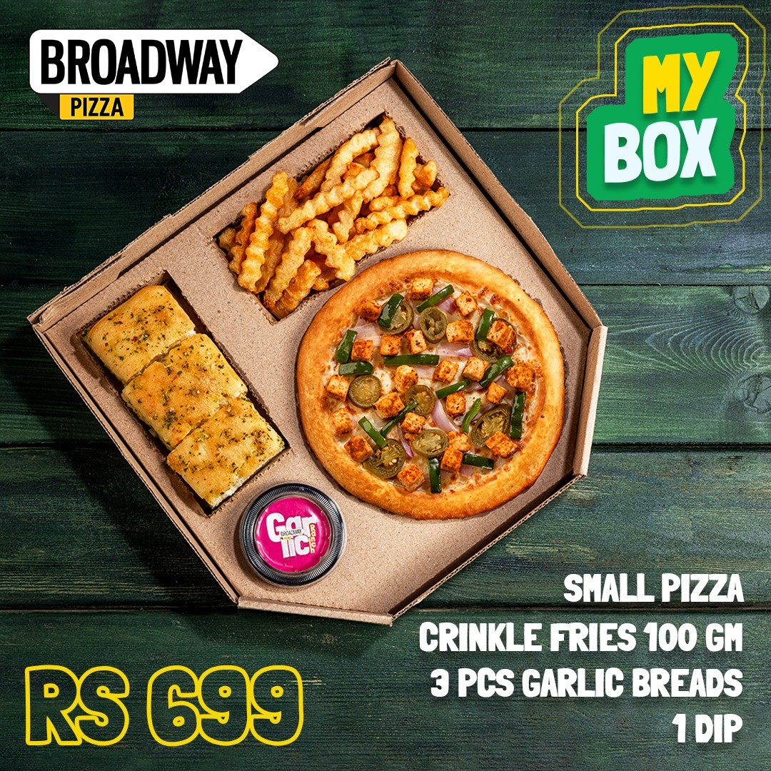 Broadway My Box Deal – Pizza, Fries & Garlic Bread Combo for Rs. 699
