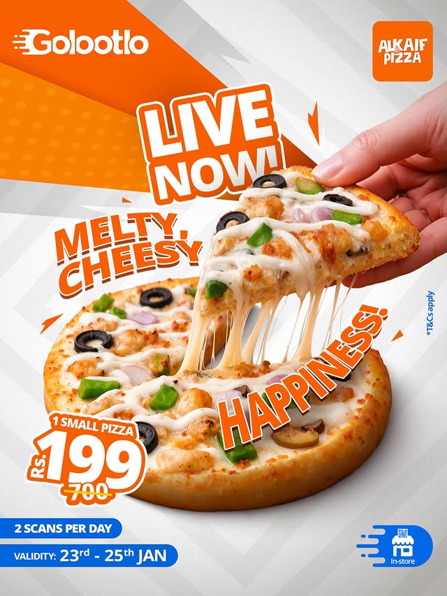Multi Cheesy Pizza Deal – Golootlo Exclusive