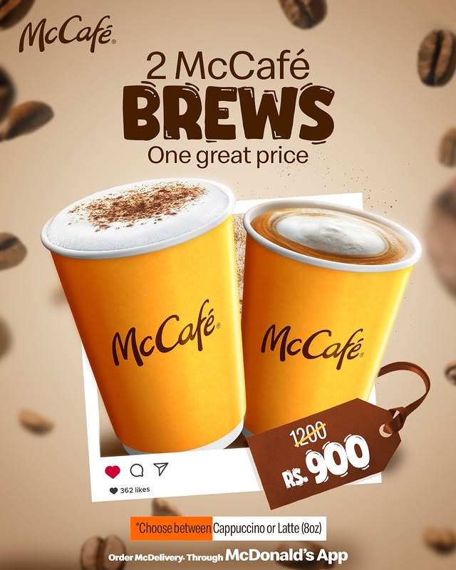 2 McCafé Brews for Rs. 900 – Double the Treat, Double the Chill ☕😌