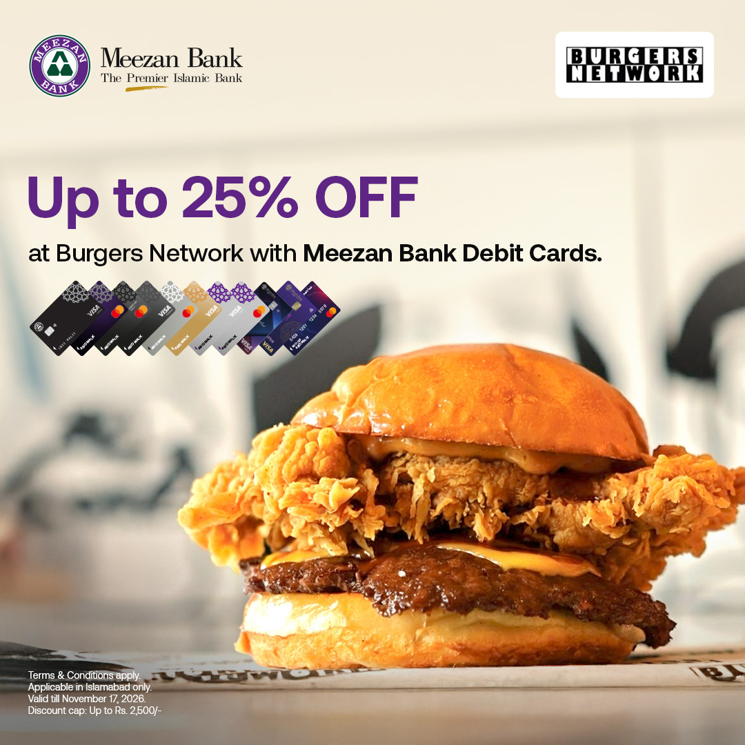 Get Up to 25% OFF at Burgers Network with Meezan Bank Debit Cards 🍔💳