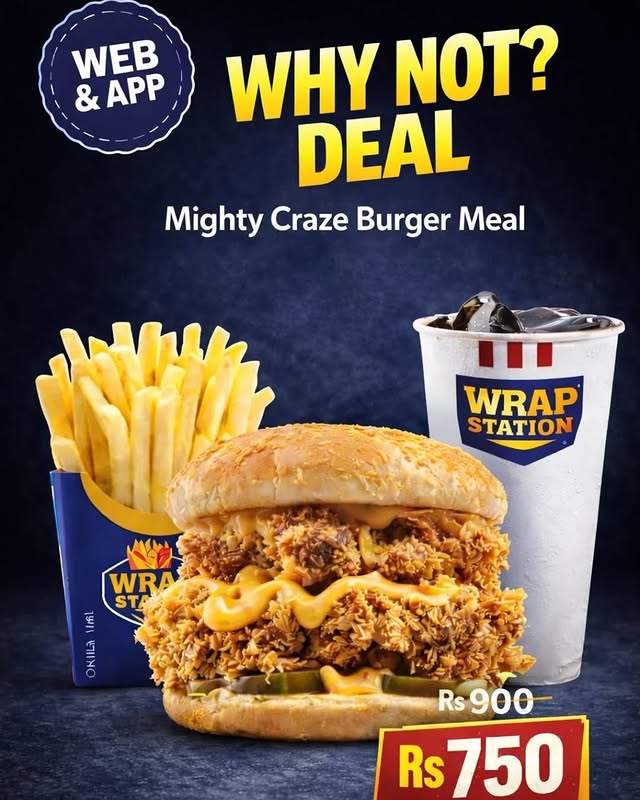Why Not Deal – Mighty Craze Burger Combo with Fries & Drink for Rs. 750 🍔🍟🥤