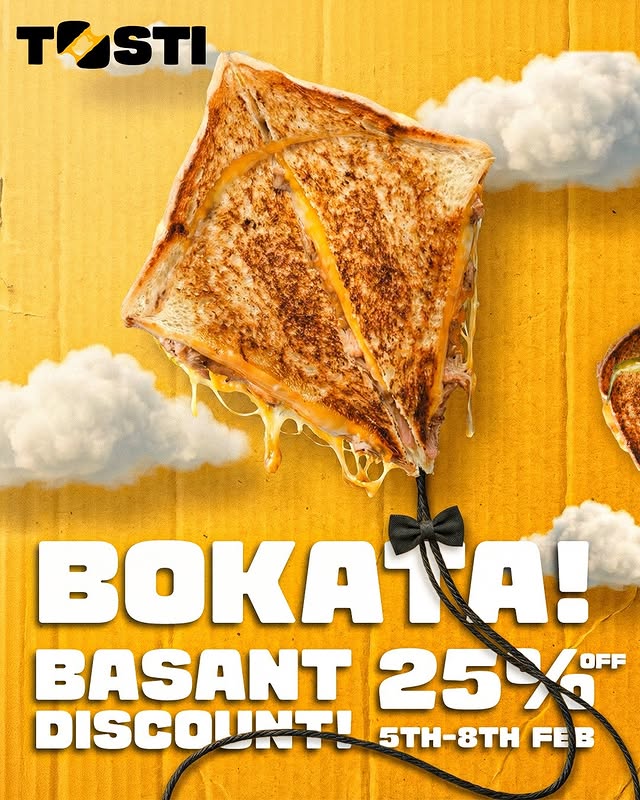 25% OFF Tosti Deal for Basant – Extra Cheesy Bites 🧀✨