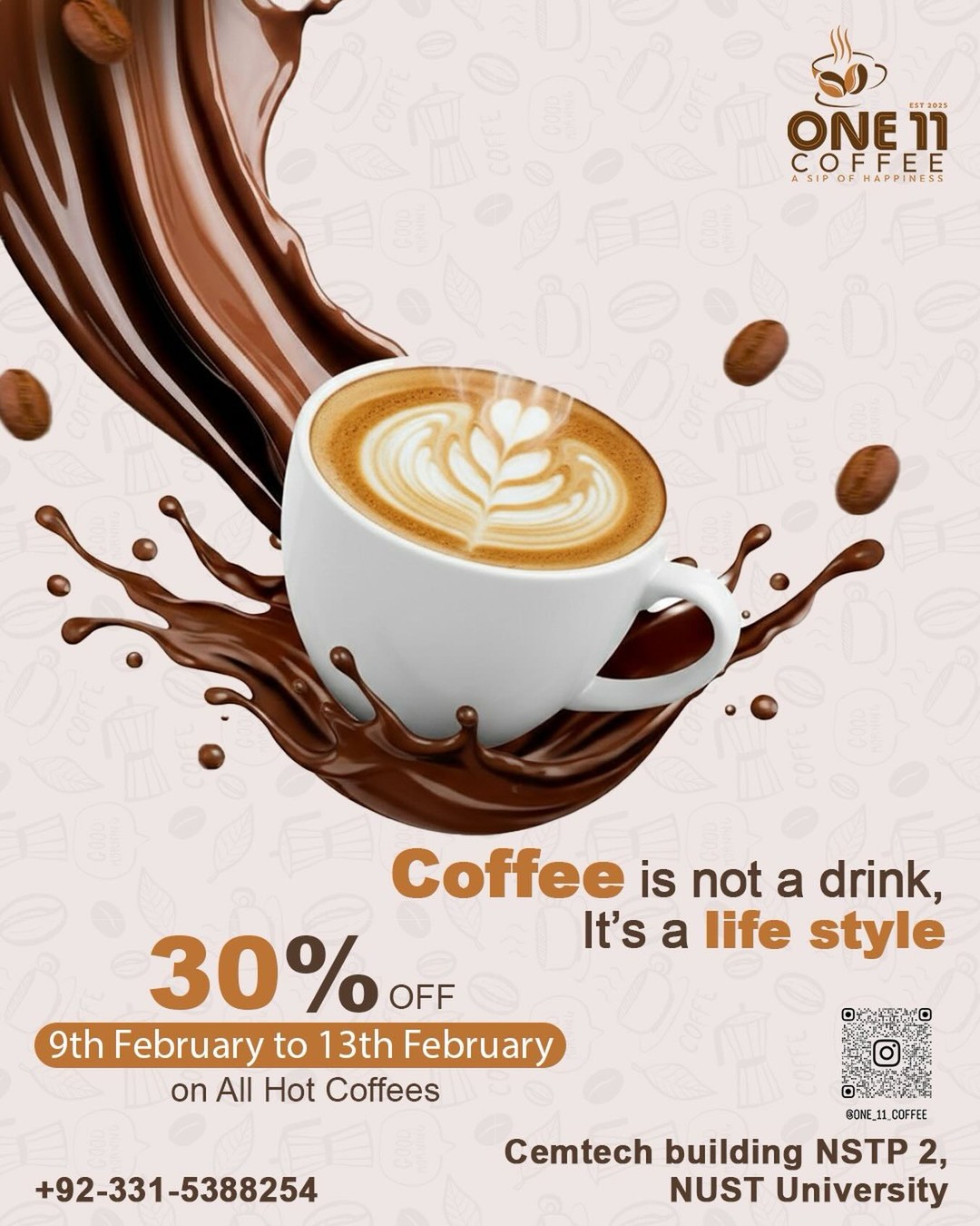 30% OFF for NUST Students & NSTP Key Workers at One_11 Coffee ☕🎓
