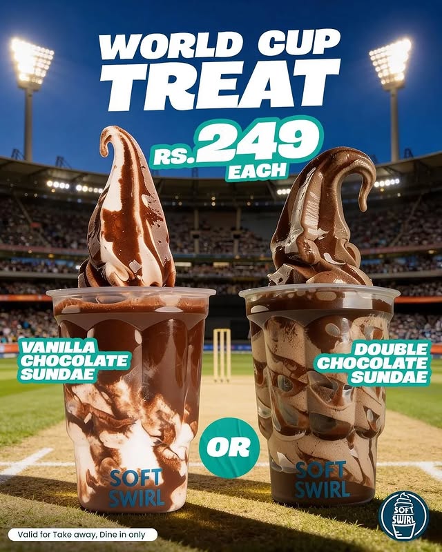 World Cup Treat at Soft Swirl – Sundae for Just Rs. 249 🍦🏏