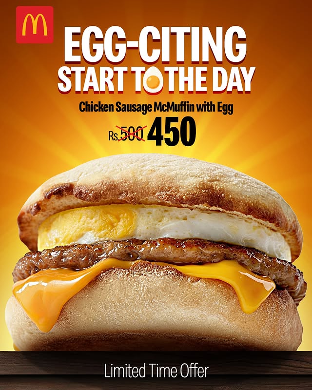 Chicken Sausage McMuffin with Egg Deal for Rs. 450 | Breakfast Offer 🍳🍔