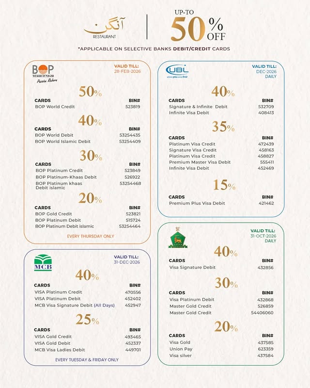 Up to 50% OFF À La Carte Dining at Aangan Restaurant Vertical | Bank Card Discounts 💳✨